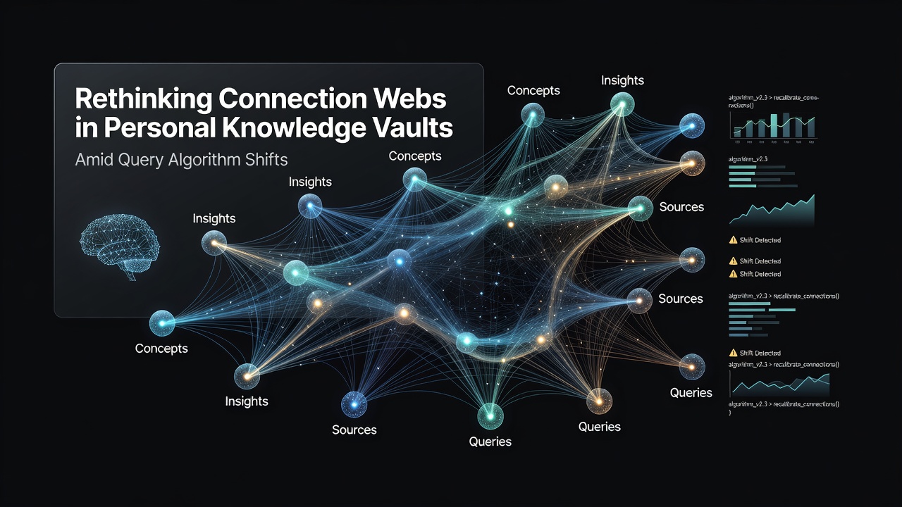 Visual representation of layered knowledge connections adapting to updated search algorithms